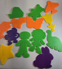 Perler Bead LOT of 13 peg boards Variety Girl Boy Flowers Animal Shape Dinosaur
