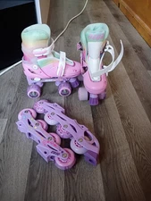 Size Youth Girls Adjustable 12-2 Roller Skates With Interchangeable Blades