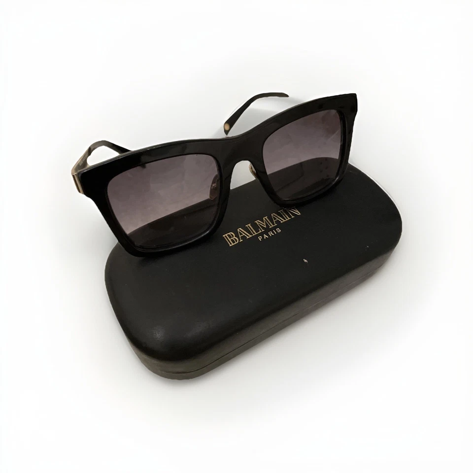Gafas de sol Balmain BL2120 rectangulares negras/doradas auténticas, 140/51/21 Foto 2 de 4