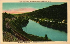 Vintage Linen Postcard Beautiful Scene on Lackawanna Trail PA-NY