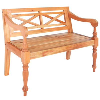 Sitzbank massiv Mahagoni 98x50x82cm hellbraun 3-Sitzer geschwungener Arm elegant drinnen