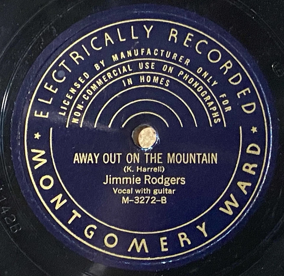 Jimmie Rodgers-Blue Yodel/Out On The Mountain Montgomery Ward M-3272 78 rpm in E - Image 3 of 4