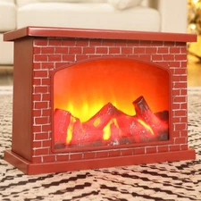Fireplace Lanterns Decorative Flameless Red Brick Tabletop Fireplace Indoor B...