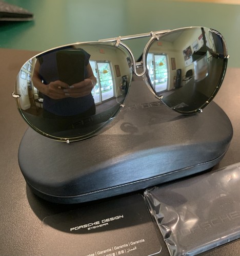 PORSCHE P8478 B. Sonnenbrille Silber Titan 69 mm mit 2 Gläsern. - Bild 2 von 11