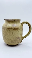 Studio Art Glazed Ceramic Pottery Pitcher Pinched Spout Artist Mark 5"Tall Brown