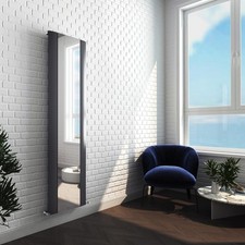 Aluminium Mirrored Radiator Anthracite Single Vertical Designer 470mm x 1700mm