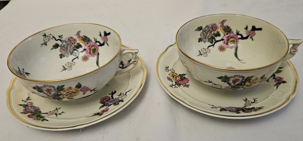 2 Paires De Tasses à Café Et Soucoupes Coalport En Porcelaine Bleue - Très Bon état