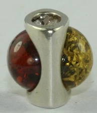 CONTEMPORARY MODERN STERLING SILVER DUAL SIDED AMBER SLIDE PENDANT