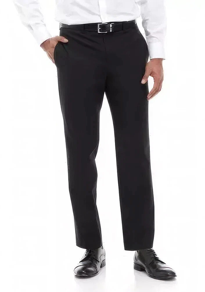 Lauren Ralph Lauren Men's Classic-Fit Solid Flat-Font Dress Pants Black W38xL32