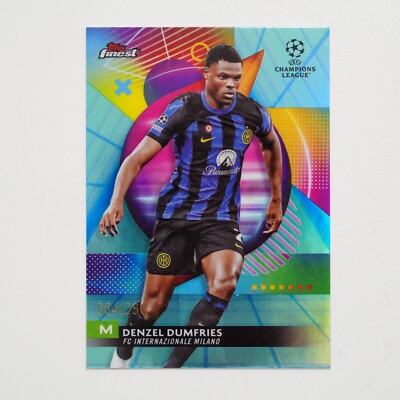 2023-24 Topps Finest UEFA Denzel Dumfries #54 VaporWave Refractor /250