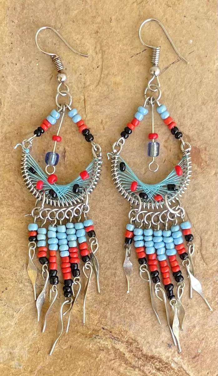 Silver Bead threader earrings.