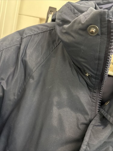 Vtg Eddie Bauer 90s Men’s Goose Down Ridgeline Puffer Jacket Blue Hooded Parka L - Picture 10 of 13