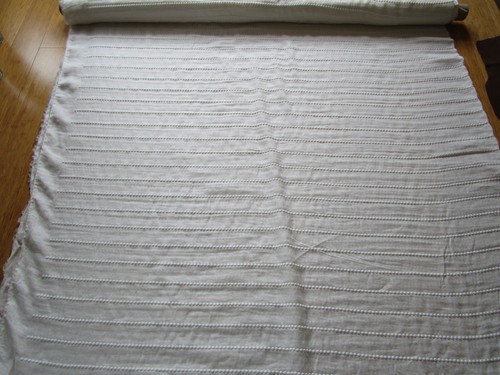 Stroheim Gallette White Linen sheer109" W dot stripe embroidery stripe 3.83yds - Picture 3 of 9