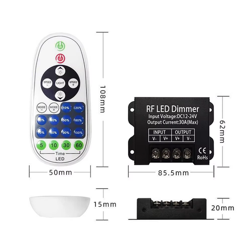DC12-24V Single Color LED Light Strip Dimmer Wireless Remote Controller Dimmer - Picture 5 of 13