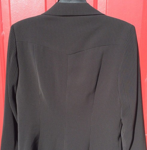 SIGNATURE BY LARRY LEVINE Women's Sz 10 Black Long Blazer Copper Stripe - Picture 8 of 9