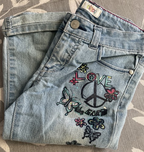 girls Circo size 7 peace love earth Capri pants denim medium wash - Picture 8 of 8