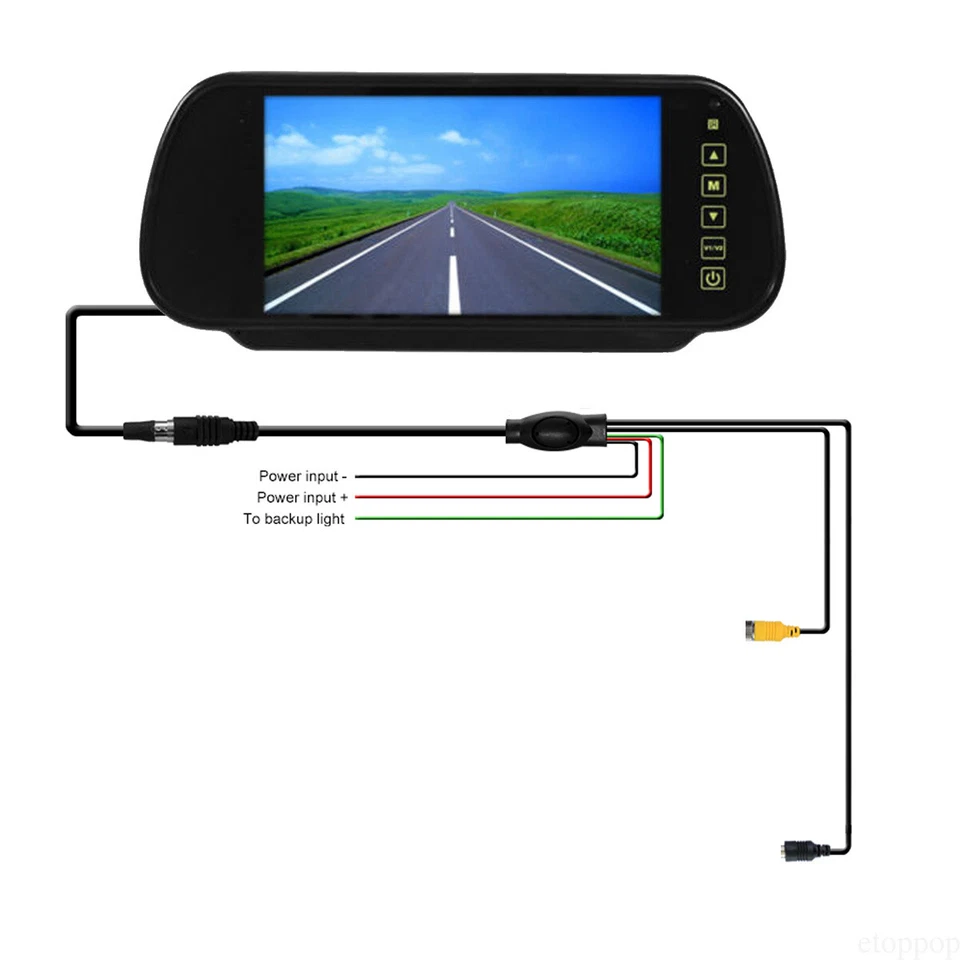 HD 7" Clip Rear View Mirror Monitor 2x 2ch 4PIN Reversing Camera For Car Truck - Image 3 of 4