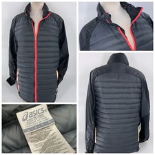 Asics Running Down Jacket L Women Dark Gray Nylon Down Feathers Zip YGI C2-250