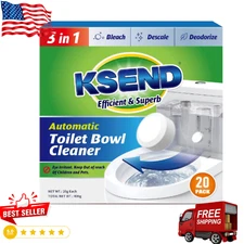 Toilet Bowl Cleaner Tablets 20 PCS Automatic Bleach Deodorizing Descaling Tank