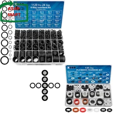 ZDBB 135Pcs 16 Size Plumbing Rubber Washers and 1120 Pcs 24 Size O Rings Assortm