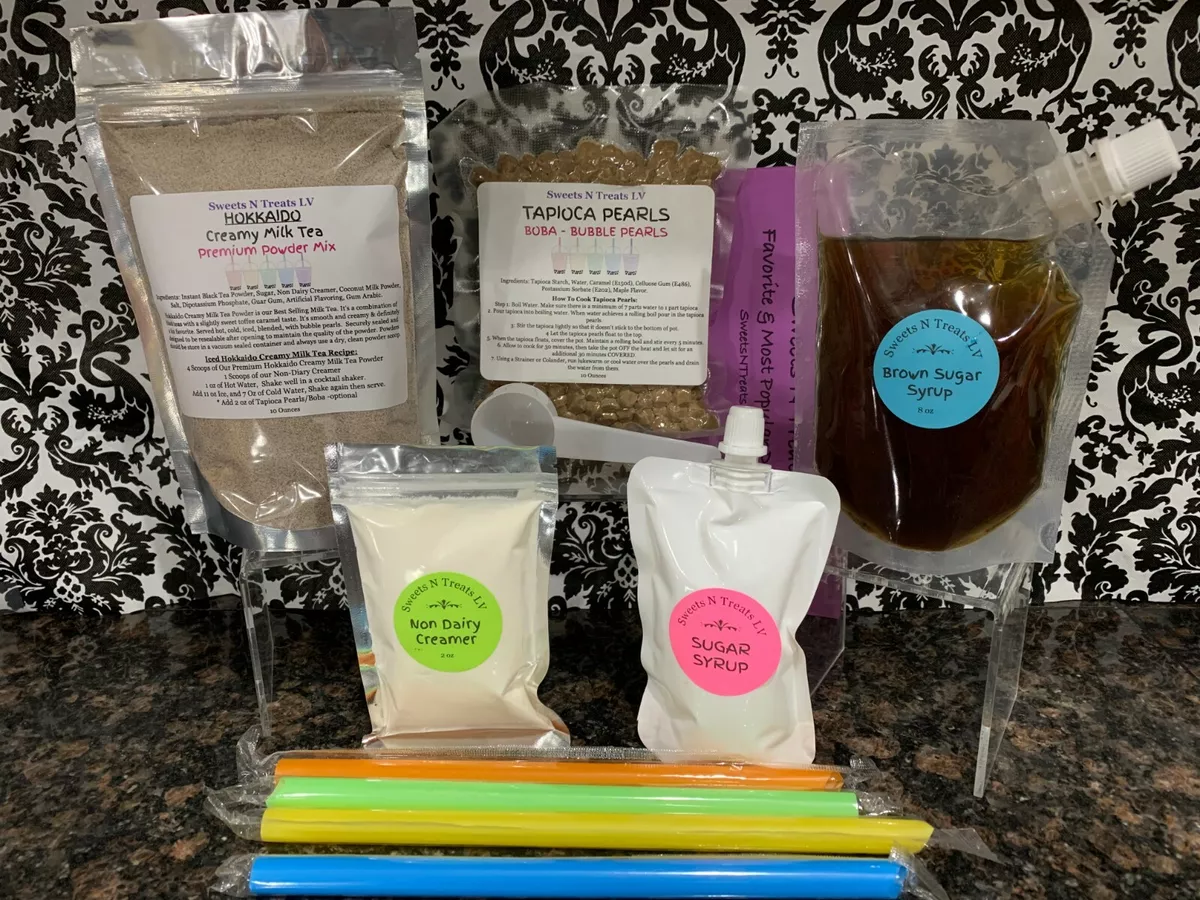 The Original Ultimate DIY Boba / Bubble Tea Kit Gift Box 6 Flavors, Boba  Pearls, Straws and Shaker (FRUITY)