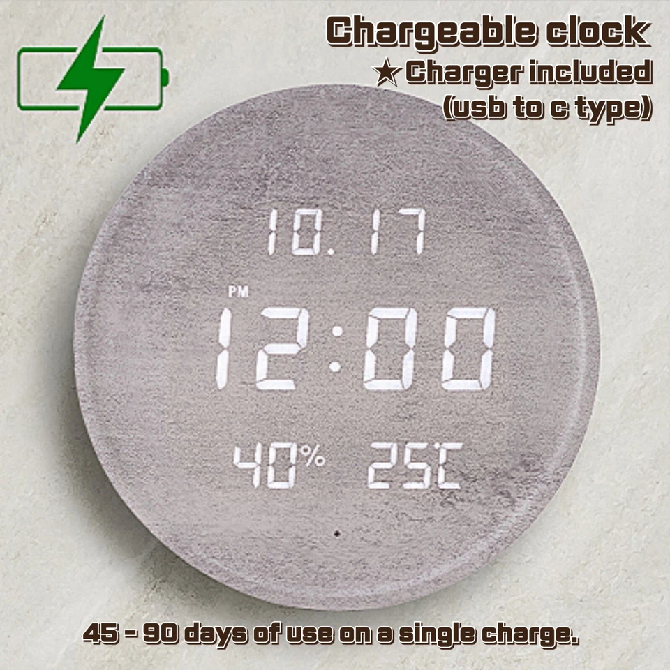 wireless LED digital Clock Date Temperature Humidity Calendar Day Clock - Image 3 of 4