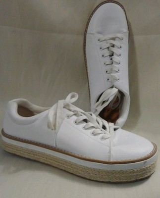 white faux leather platform sneakers