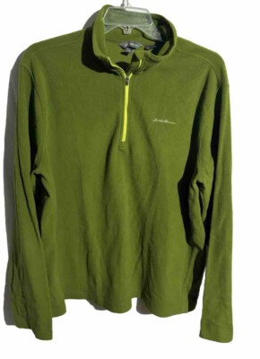 Eddie Bauer Polartec Sz XL Lightweight Green Fleece 1/4 Zip Outdoors Mens