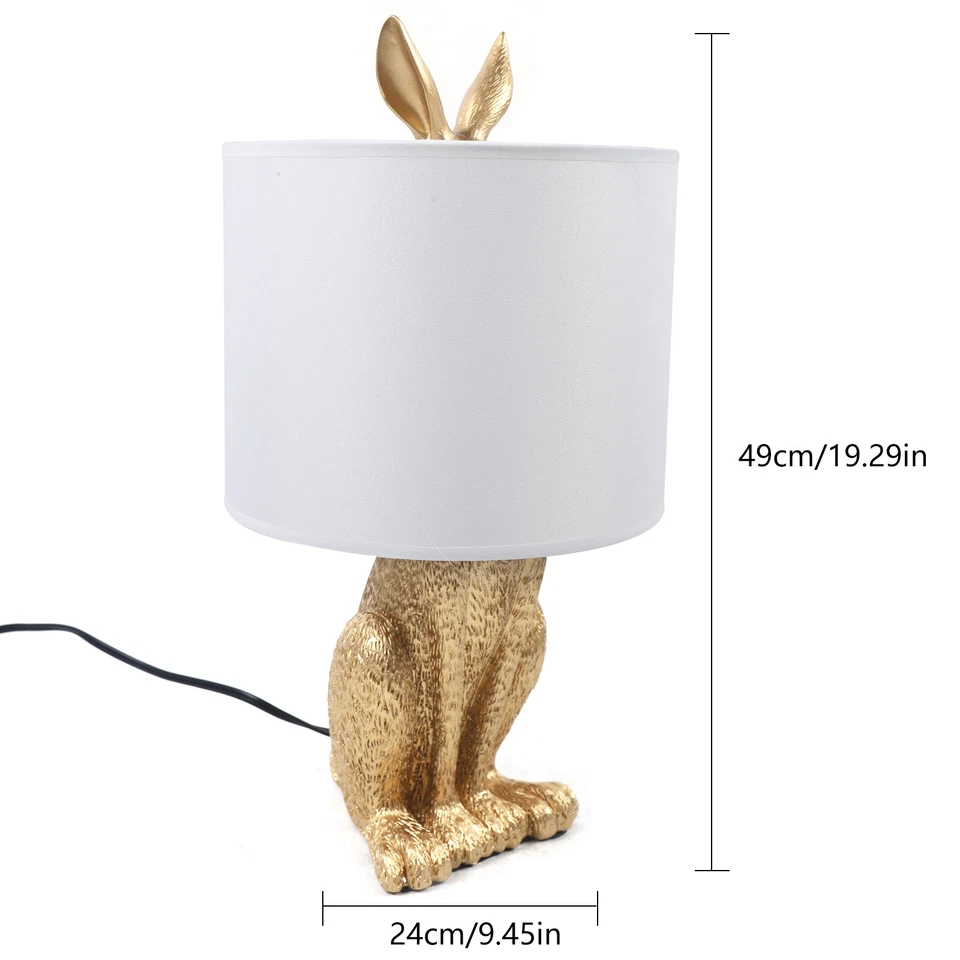 Gold Rabbit Bunny Table Lamp Reading Eyes Protect Lamp Bedside Night Light USA - Image 2 of 4