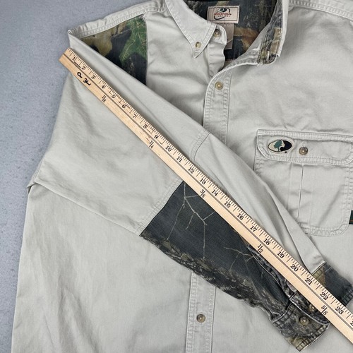 Vintage Mossy Oak Camo Shirt Mens XL Tan Button Up Baggy Shooting Y2K - Picture 12 of 15