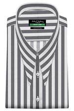 Men's Retro Dress Goodfellas Revival Spear Collar Grey White Wide Stripes Shirt