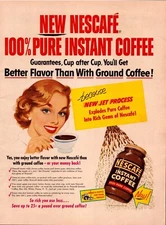 Print Ad Nescafe Coffee 1954 Full Page Large Magazine 10.5"x13.5"
