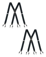 Buyless Fashion 2 Pack Suspender Men - 48" Adjustable Straps 1 1/4" - X Shape