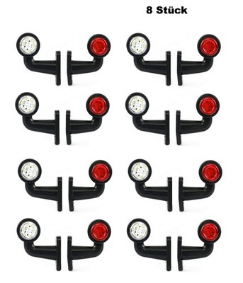 8x LED Positionslicht 12V 24V rot/weiß Set für LKW PKW Anhänger VAN Carawan BUS