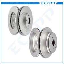 Front And Rear Drilled & Slotted Brake Rotors For 2002 2003 2004 Honda Odyssey