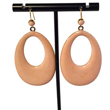 Pink Enamel Gold Tone Hoop Earrings Boho Statement Dangle Pierced Retro