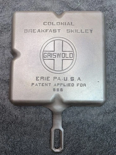 Vtg. Griswold 666 Colonial Cast Iron Breakfast Skillet Erie PA FULLY RESTORED