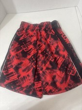 Flow Society Youth Small Athletic Shorts Red Black Mesh Graphic Read Description