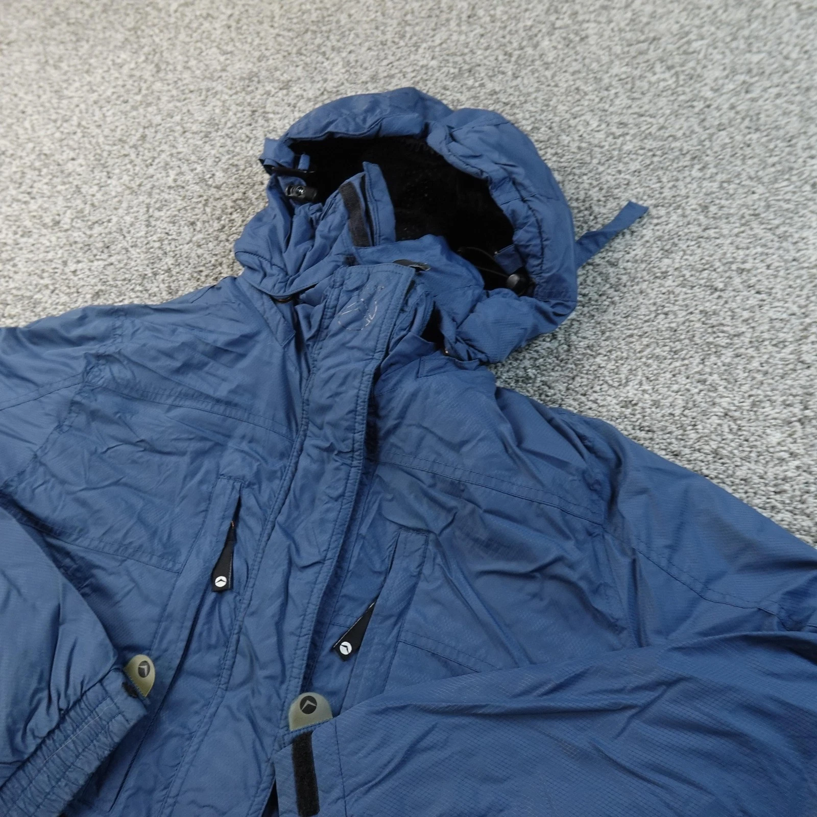 VTG American Eagle Jacket Mens L Blue Fleece Lined Insulated Parka Coat Top Y2K