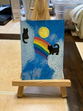 ACEO Original Acrylic Painting Landscape Abstract Art Card ATC Scenery 124