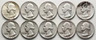 Lot of (10) 90% Silver Washington Quarters (1954-1956)