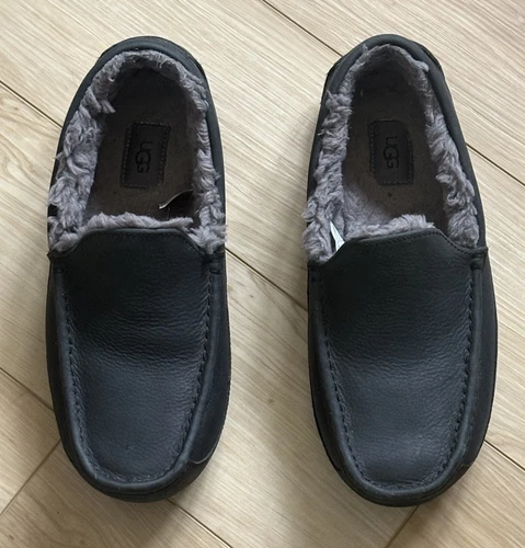 Ugg Ascot Ciabatte Uomo Taglia 10 Scamosciato Grigio Grigio Slip On 1103889 Mocassino