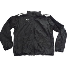 Puma Mens Black Full Zip Windbreaker Jacket Size XL Nylon Classic Casual