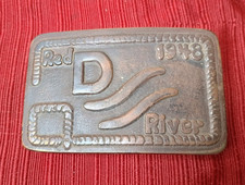 Vintage Antique John Wayne Red River D 1948 Western Movie Brass Belt Buckle