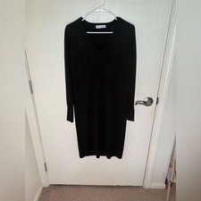 Everlane Women’s Black Midi Sweater Dress Cashmere Comfy Closet Staple Small