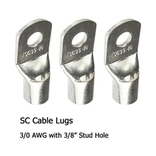 3/0 AWG 3/8" Marine Battery Cable Lug Ends SC Ring Terminal Tinned Copper Eyelet