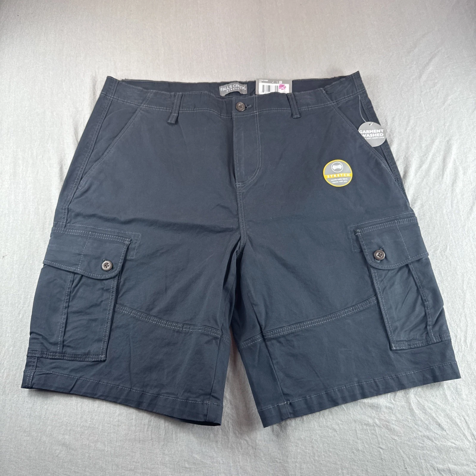 Falls Creek Stretch Cargo Shorts Mens 40 Gray 10” Utility Outdoors Hiking NEW