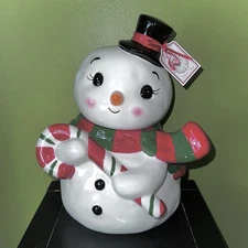 New 2025 Blue Sky Clayworks Festive Snowman Christmas Cookie Jar Holiday Decor