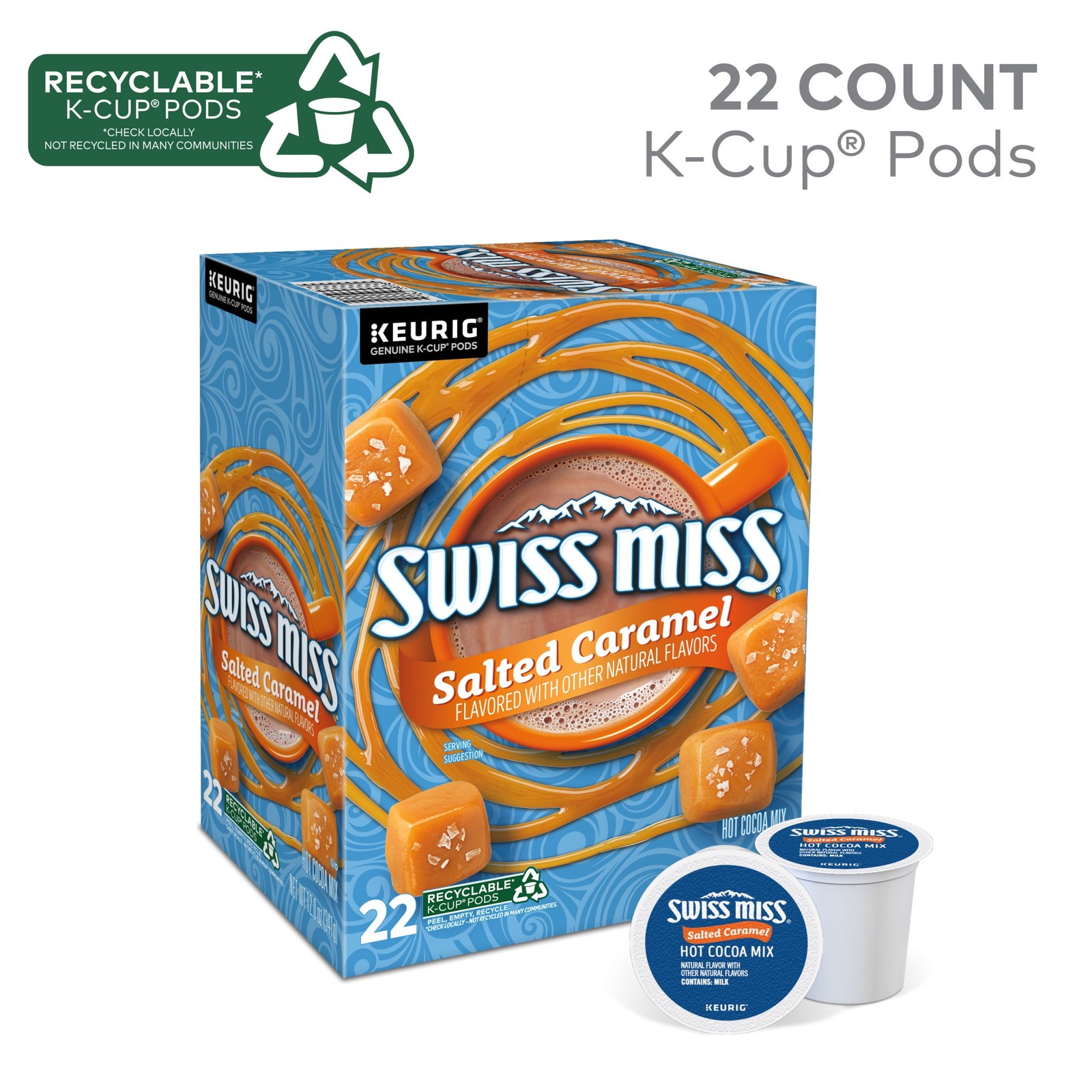 Swiss Miss Salted Caramel Hot Cocoa, K-Cup Pods, 22 Count