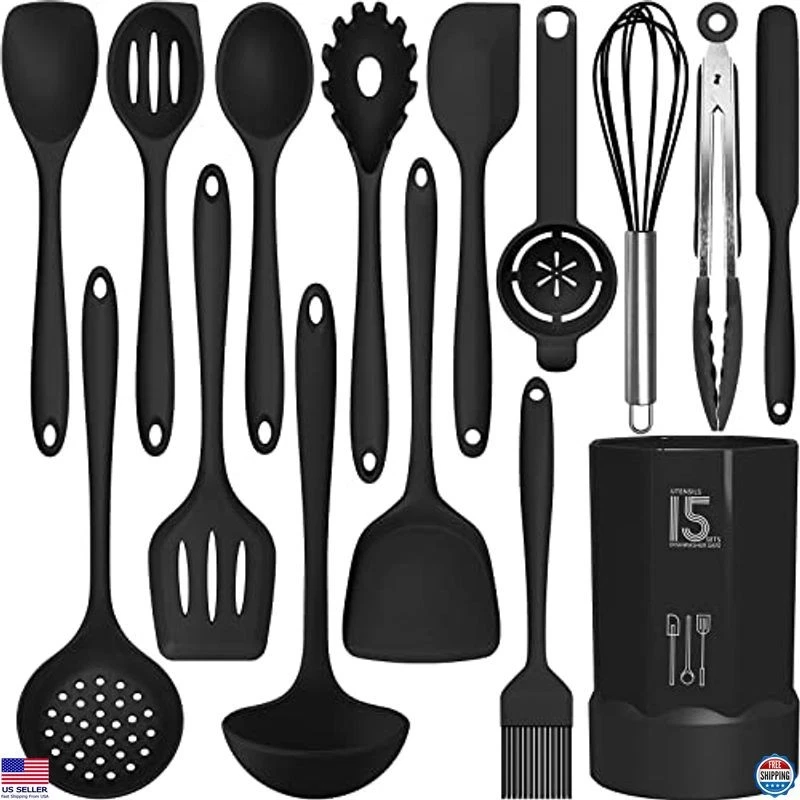 Silicone Cooking Utensils Set - Heat Resistant, BPA Free, Nonstick, 7 Tools